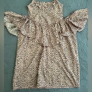 Light Pink Leopard Print Off-Shoulder Blouse